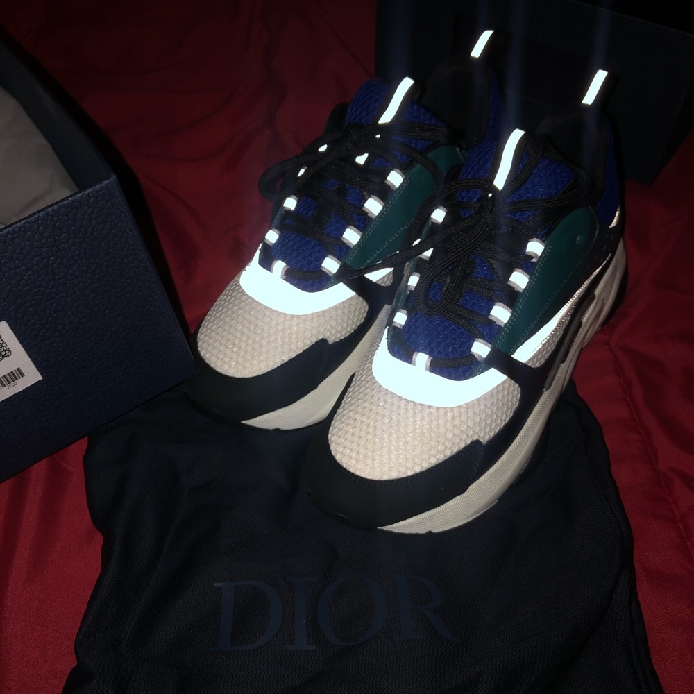 B22 Dior Sneakers Calf Mesh BLUE/BLUE - Picture 6 of 13